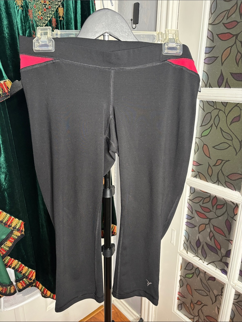 Old Navy Maternity Black Leggings with Pink Accent Panels